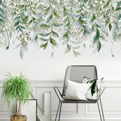 DIY Leaves Wall Stickers Green Plant Wall Sticker Modern Art Vinyl Decal Wall Mural
