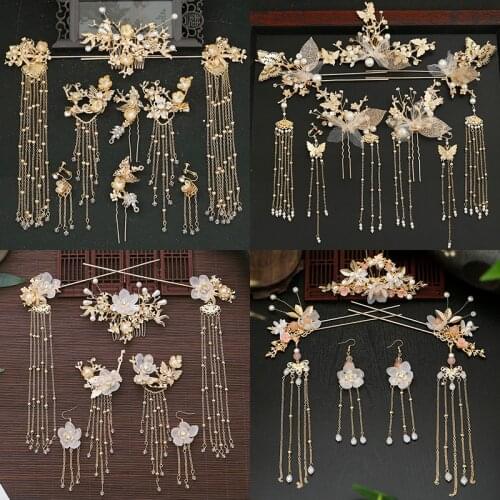 Ancient costume headdress Hanfu Ancient style hairpin accessories Chinese phoenix crown stepping suit wedding hair accessories