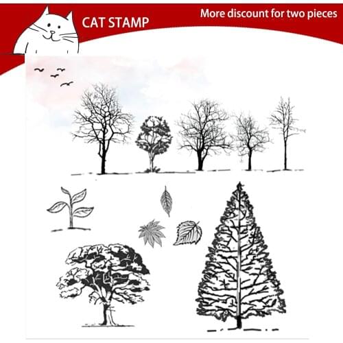 Tree Leaves Cutting Dies Clear Stamps For Scrapbooking Card Making Photo Album Silicone Stamp DIY Decorative Crafts