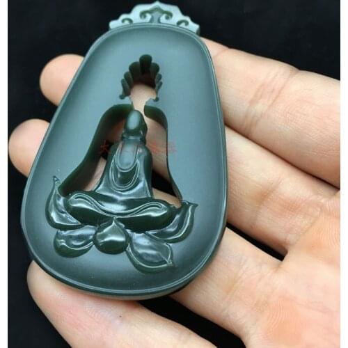 Xinjiang Hetian Yuta Qingqing Jade A Fine Material Hollow Buddha Enlightenment Pingyu Jade Pendant hp320