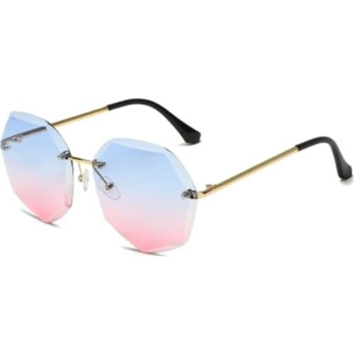New Frameless Trimming Sunglasses Fashion Temperament Ladies Gradient Ocean Film Transparent UV Goggles WomenS Fashion Glasses