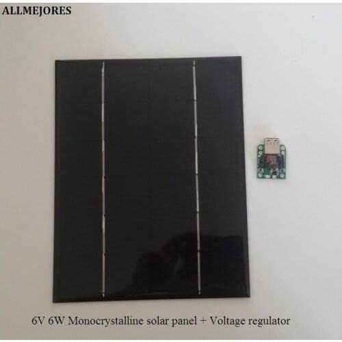 ALLMEJORES Solar panel 6W 6V Monocrystalline 1A Photovoltaic panel cell for DIY Solar battery charger