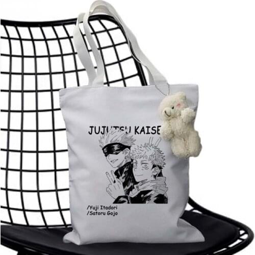 Shopping bag Jujutsu Kaisen Anime Style Tote Bag for Women Japanese Anime Pattern Canvas Female Tote Bag Casual Style