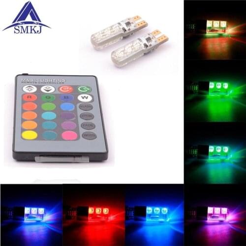 T10 6SMD 5050 RGBW LED Car Interior Reading Lights Super Bright 16-Color Changing Width Lamp Wedge Side Light Wireless Remote