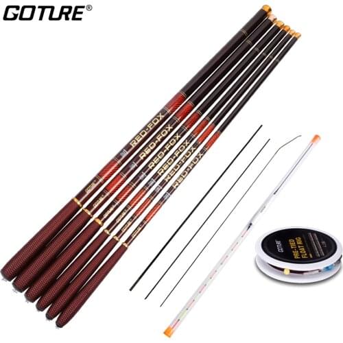 Goture Rod Combo Telescopic Fishing Rod 3.0M-7.2M Carbon Fiber 2/8-3/7 Power Hand Pole+Fishing Float Rig&Spare Top-three Tips