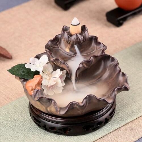 Waterfall Small Incense Burner Mountain Backflow Creative Modern Statue Incense Burner Buddha Decor Encensoir Zen Decor BK50XX