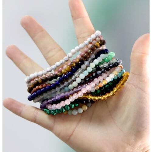 OAIITE 3PCS Colorful Natural Stone Energy Bracelet Turquoises Tiger Eye Amazonite Beaded Bracelet for Women Men Yoga Jewelry