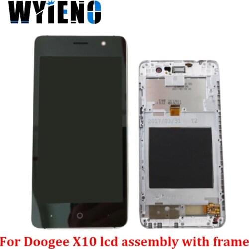 Wyieno For Doogee X10 LCD Screen Black White Touch Screen Digitizer Sensor LCD Display With Frame Full Complete Assembly