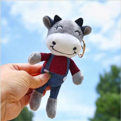 1PCS Bull Symbol Of The Year Cartoon Calf Pendant Stuffed Toys For Girls Cow Doll Plush Toy Small Doll Ragdoll Ornament 15CM