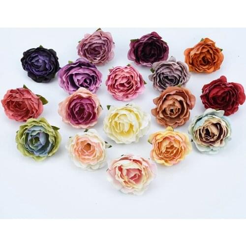 10pcs High quality Silk Retro roses head vases for home decor fake floristics artificial flowers wedding wall diy gifts bride