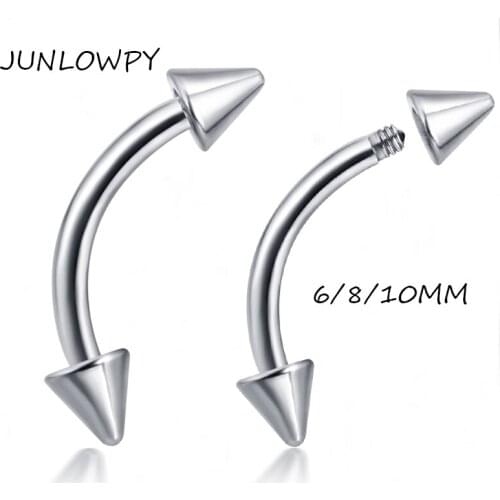 JUNLOWPY Mix 6/8/10mm Eyebrow Rings Surgical Steel Body Jewelry Tragus Lip Piercing Eyebrow Barbell Bar 16G Screw Pircing 100pcs