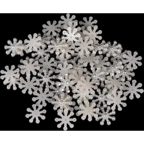 100Pcs Snowflake Artificial Flatback Pearl Christmas Card Making DIY Craft