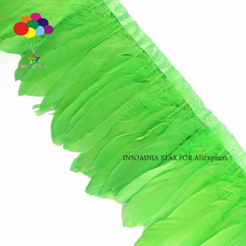 15-20cm Goose Feather Trims Dyed Fruit green Ribbons Fringes Cloth Belt Decorat