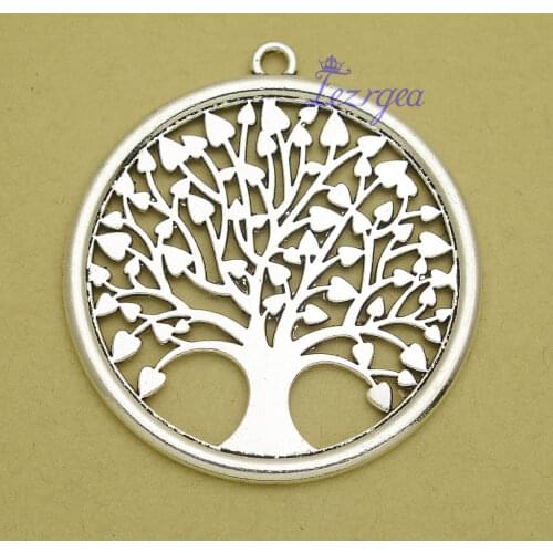 2pcs/lot--58x53mm, tree chams, Antique silver plated Round Tree Of Life charms,DIY supplies, Jewelry accessories