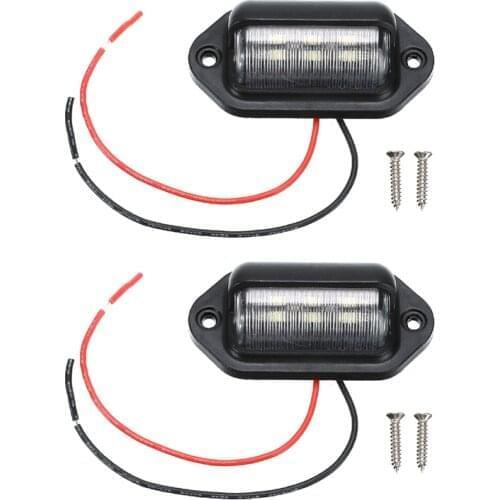 2 Pcs Waterproof 6LEDs Number Plate flipper Light License Plate Light Lamp Car Boat RV Truck Tail Light Trailer Step Lamp White