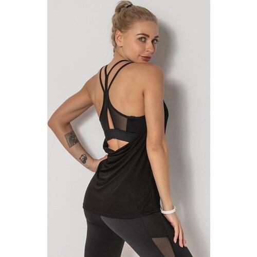 2021 Breathable Gym Running Training Yoga Shirts Fake Two-piece Yoga Vest Trendy Women Sport Sling Loose Fitness Sport Tank Tops