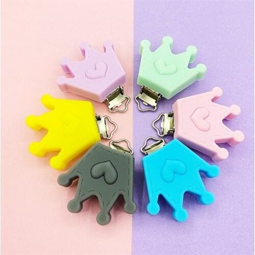 3Pcs Silicone Pacifier Clips Crown Teether Clips DIY Baby Pacifier Dummy Teething Soother Nursing Jewelry Making