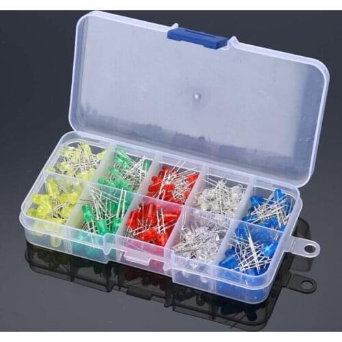 300PCS/box10 value Five Colors 3mm Round Bright Light LED Diode Lamp Assortment kit Light Emiting Diode Indicator Lights