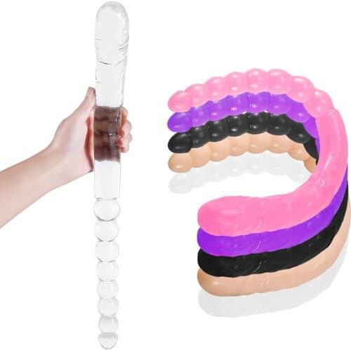 37cm Long Double Dildo Sex U Shape Flexible Soft Jelly Vagina Anal Women Lesbian Double Ended Penis Artificial Penis Sex Toys