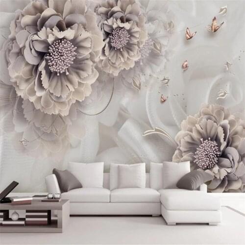 Milofi custom 3D wallpaper mural peony three-dimensional jewelry flower living room background wall decoration mural wallpaper