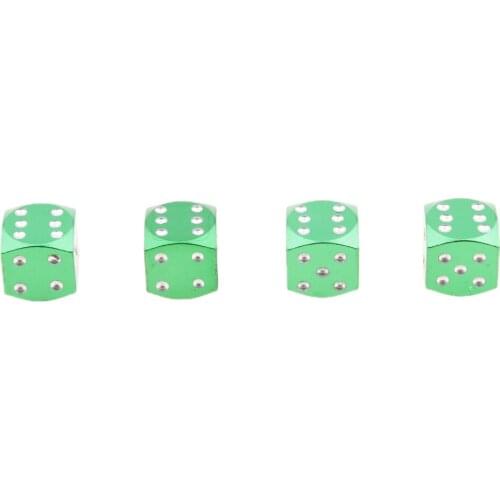 4x Dice Tyre Wheel Rim Tire Air Valve Stem Cap Cover Car Motorcycle Green