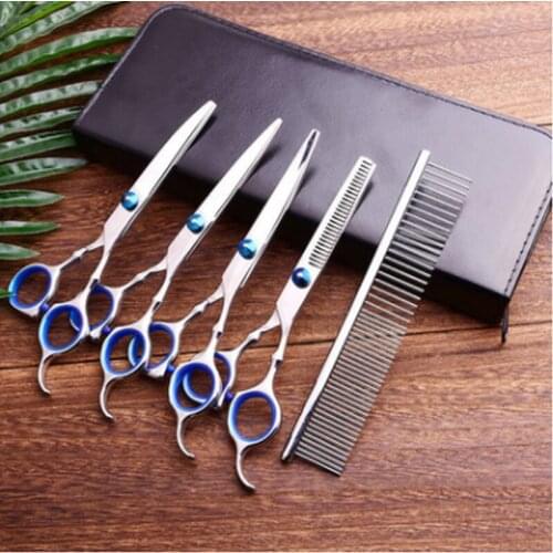 6 Inch 7 Pet Grooming Scissors Stainless Steel Cats Dogs Hair Seam Scissor Up and Down Curved Scissors Sharp Haircut Set clipper