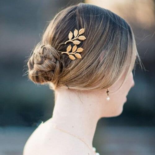 2 piece/lot Women Metal Delicate Golden Leaf Hairpin Side Folder Hair Accessories For Women Metal Volunge Jewelry