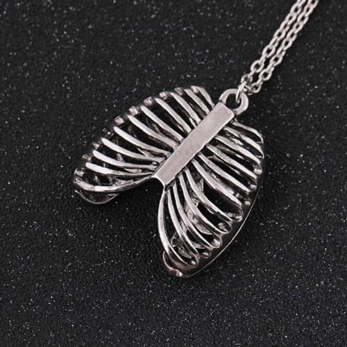 Anatomical Human Rib Chest Necklace Skeleton Pendant Fashion Vintage Medical Biology Jewelry Men