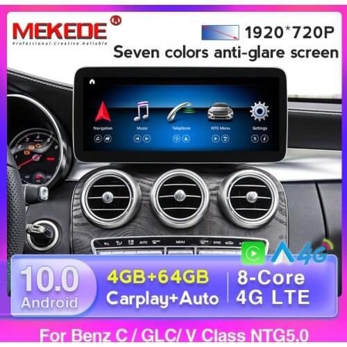 8Core Car Radio Android 10 for Benz C-Class W205 GLC-Class X253 V-Class W446 Navigation Car Stereo Screen Multimedia Gps WIFI BT