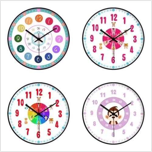 Large Modern Wall Clock Silent Living Room Quartz for Childrens Learning Time Creative Bedroom Decorations