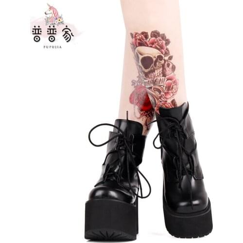 Princess sweet lolita boots Winter dark punk boots Street muffin slope with PU lace up fashion boots fashion women pu139