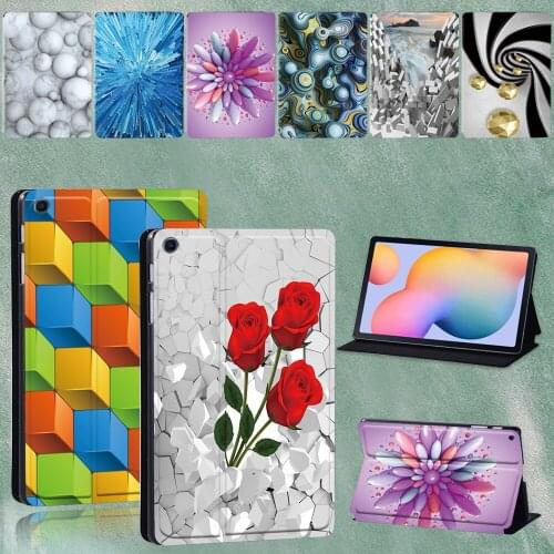 Tablet Case for Samsung Galaxy Tab S6 Lite 10.4 Inch P610 P615 3D Series Pattern PU Leather Stand Cover + Free Stylus