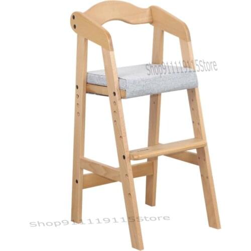Childrens Dining Chair Solid Wood Multifunctional Lifting Child Dining Chair Baby Learning Chair High Foot Home