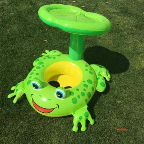 Children Float Ring Inflatable Frog Sunshade Swimming Seat Ring
