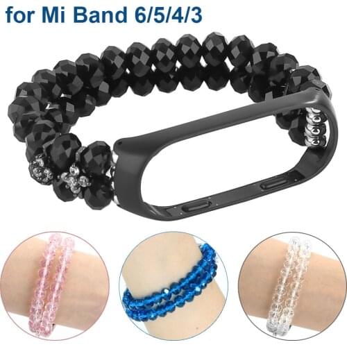 Stretchy Bracelet Miband 6/5 Watchband Bling Crystal Beads Strap for Xiaomi Mi Band 3 4 5 6 Wristband Accessories Correa Elastic