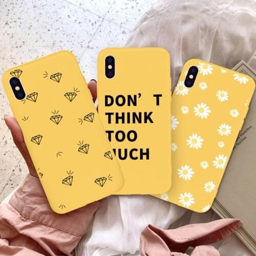 GYKZ Cartoon Daisy Flower Cat Fitted Case For iPhone 7 XS MAX XR X 8 6 6s Plus Love Heart Diamond Print Yellow Soft Phone Cover