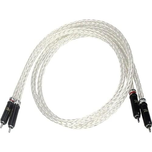 Hi-End 8AG Silver Plated OCC 16 Strands Audio Cable With WBT-0102Ag RCA Plug Cable HIFI 2RCA TO 2RCA Cable
