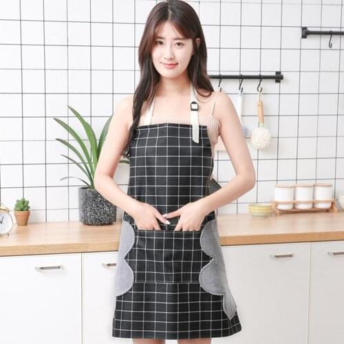 Kitchen Cooking Baking Sleeveless Adjustable Oil-proof Waterproof Grid Apron