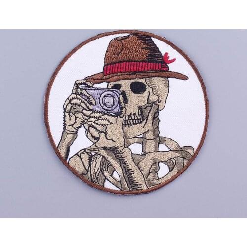 Skeleton/Punk Patch Embroidered Patches For Clothing Skull Badge Stripe Sticker Iron On Patches Stripe On Clothes Applique Patch