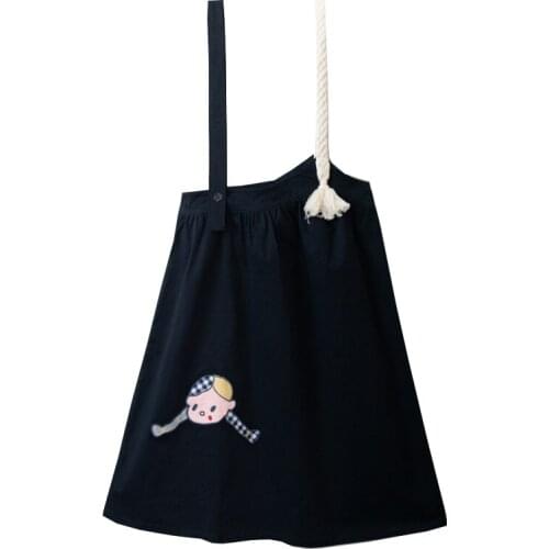 New Womens Preppystyle Little Girl Embroidery Skirt Dark Blue Suspender Skirt Suitable For Teenage Girls And Ankle Skirts