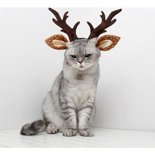 2019 New Christmas Pet Dog Costumes Antler Elk Ear Headband Cute Fancy Dress Up New Year Pet Party Hat Pet Dog Cat Costume