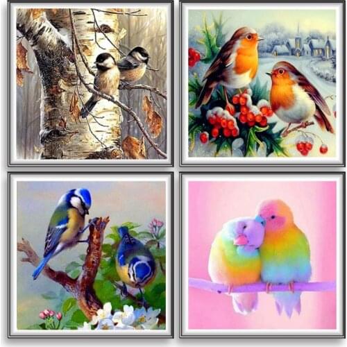 2020 New 4 Pack Birds 5D DIY Diamond Painting Kits Full Drill Rhinestone Embroidery Decor
