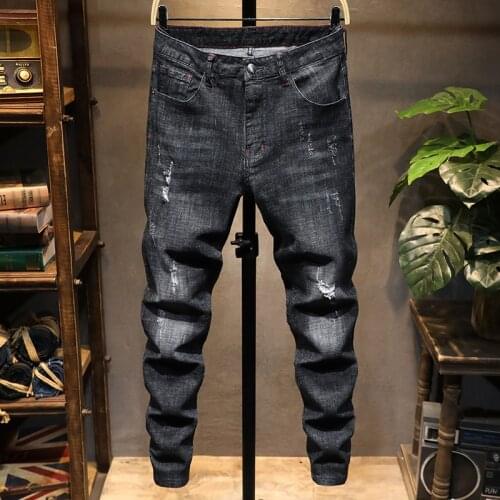2021 New Young Mens Fashion Casual Stretch Slim Classic Trousers Denim Pants Male Skinny Jeans Men