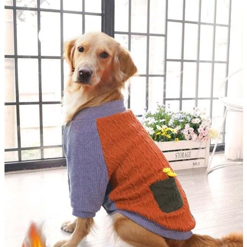Pet Clothes Big Dog Clothes Dog Winter Sweater for Medium Large Dog Double Layer with Thickened Plush Line Labrador Husky