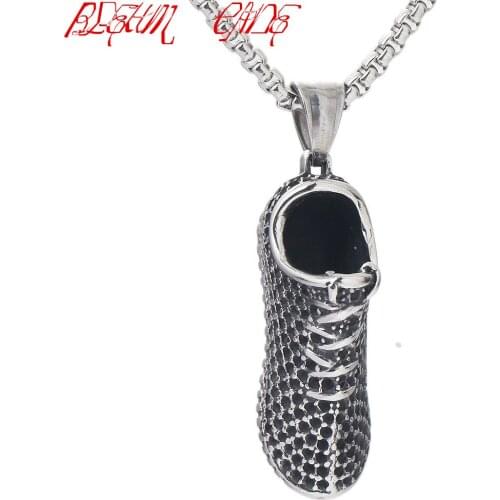 Stainless Steel Shoes pendant necklace for Hip Hop Rock Man Punk Style Jewelry Decoration