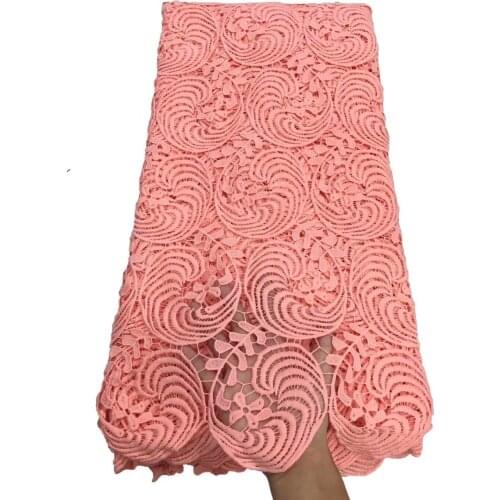Peach 2021 High Quality African Milk Silk Lace Fabric New Design Nigerian Guipure Cord Lace Fabrics For Wedding NFM4918