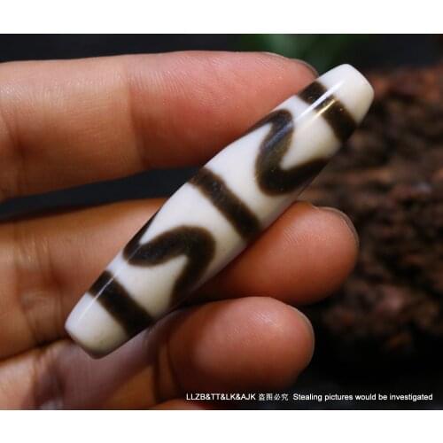 Treasure Energy Tibetan Old Agate Oily Double Tiger Tooth dZi Bead 58MM Amulet Pendant 3A Timestown UPD210106A