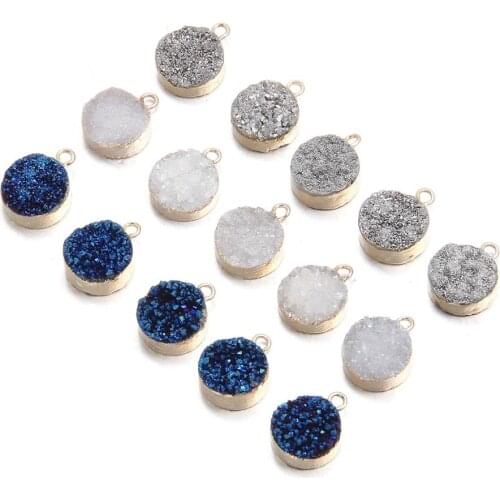 Wholesale Natural stone agated pendant round making DIY charms Jewelry for necklace Accessories three colors size 6x13mm