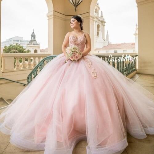 Mexican vestido de 15 años Pink Charro Quinceanera Dresses Puffy Skirt Beading Sweet 16 Dress Appliqued vestidos de xv años