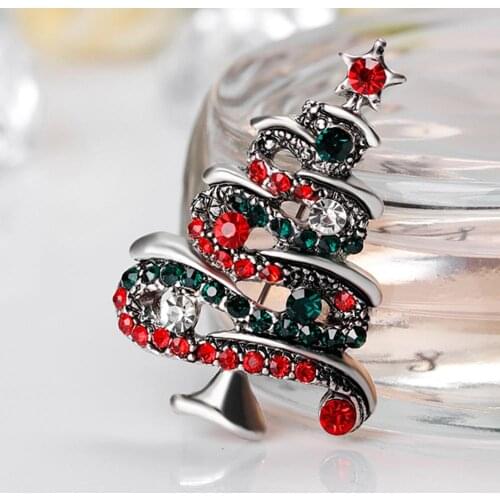Multicolor Rhinestone Christmas Tree Brooch Pin Womens Breastpin Jewelry Gift Christmas Brooch For Women Girl New Year